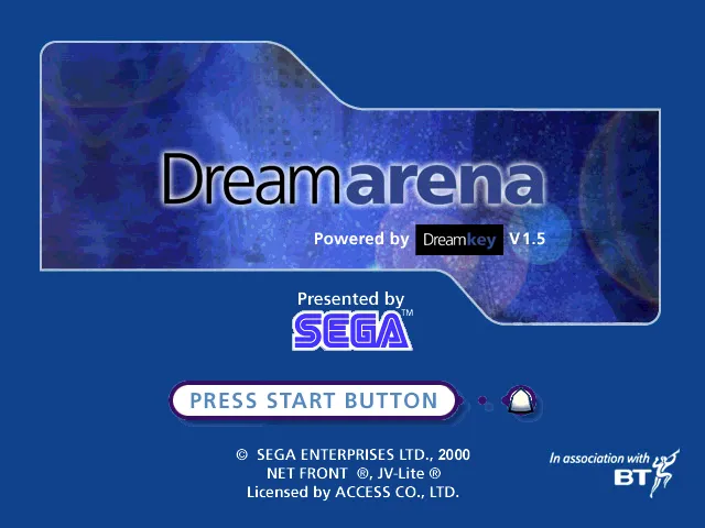 A screenshot of a Sega Dreamcast software start screen called Dreamarena.