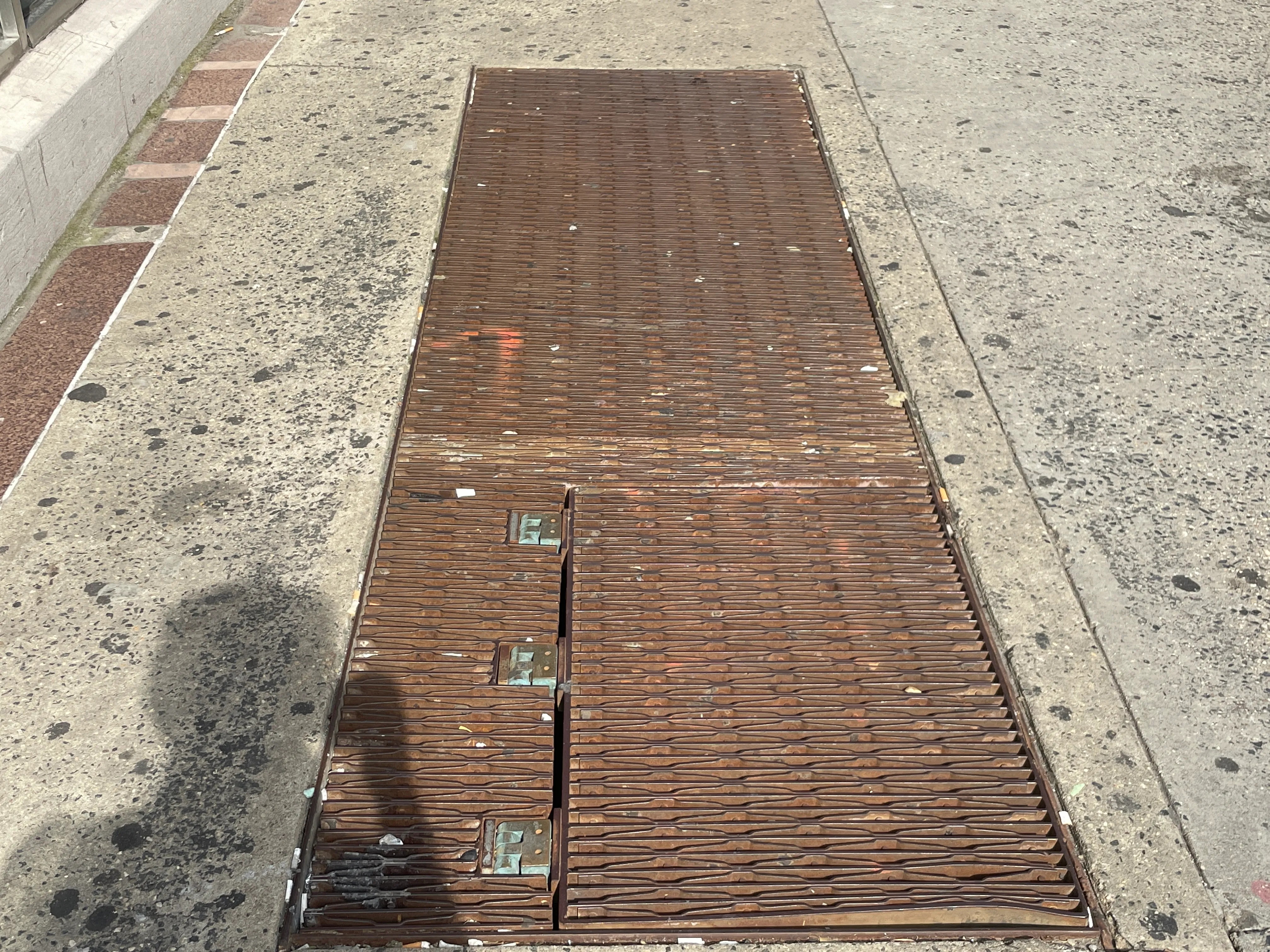 A photograph of a sidewalk grate somewhere in downtown Brooklyn.