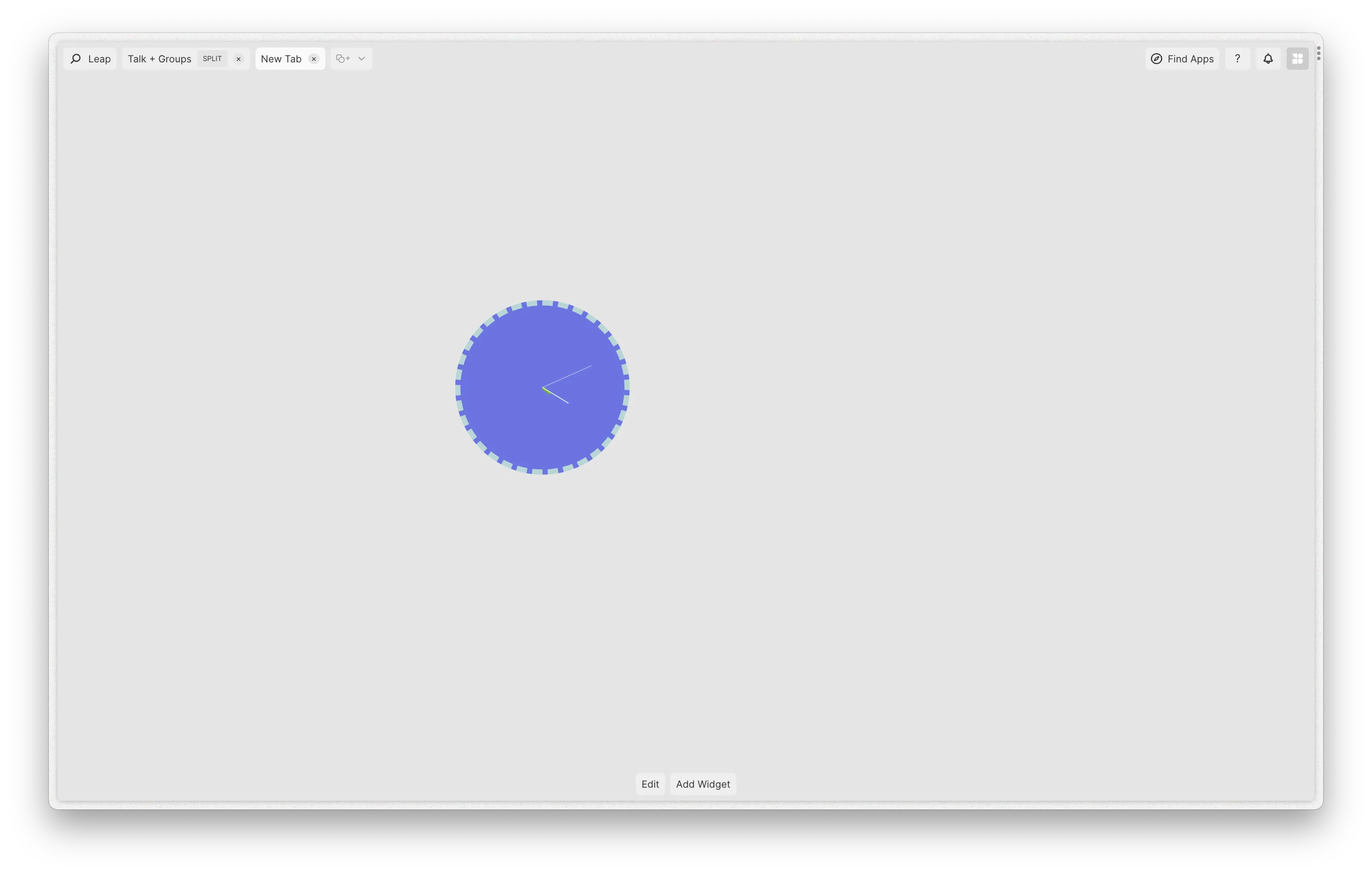 A screenshot of Surface’s widget space app in full screen, with a lone purple clock on display